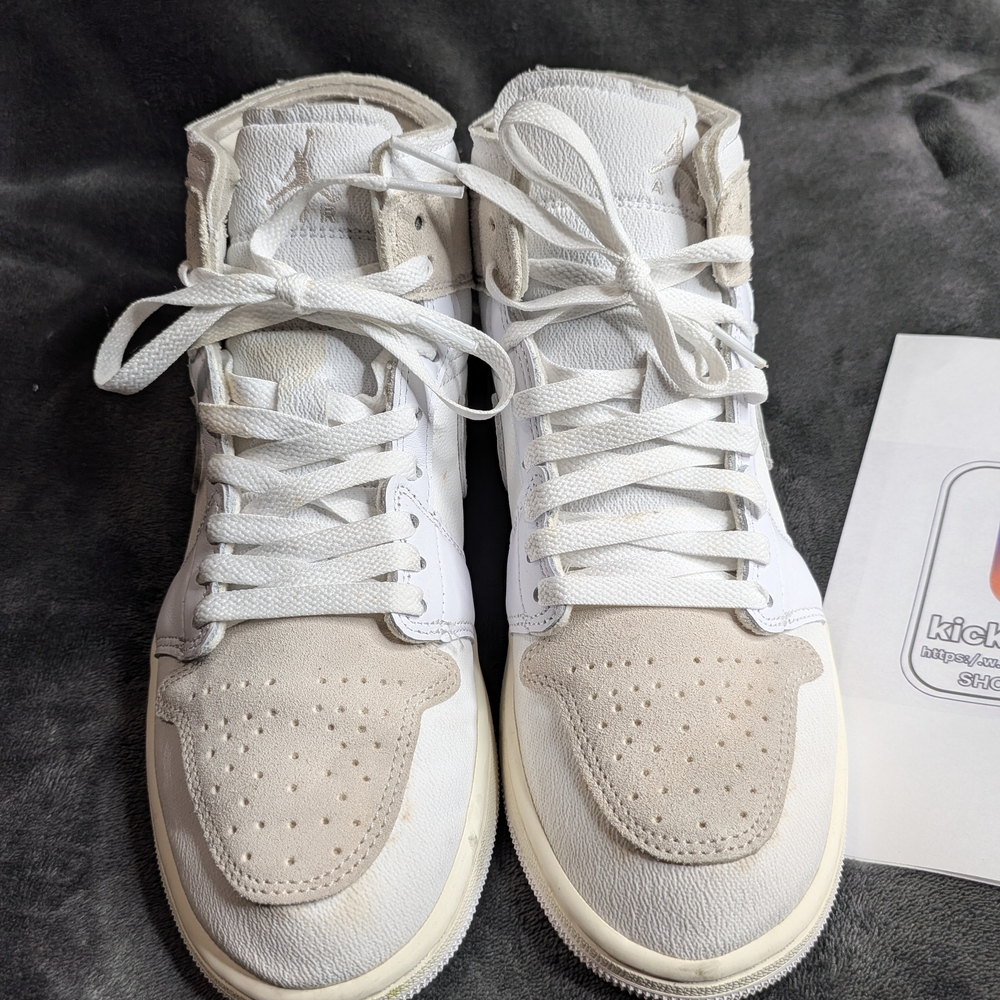 White and Beige High-Top Sneakers
